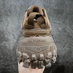 Unisex sneakers with beige knit lining and BALENCIAGA logo on heel, lug outsole