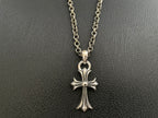 Chrome-tone chain necklace with cross pendant charm