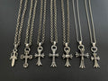 Set of chrome-tone chain necklaces with cross charms