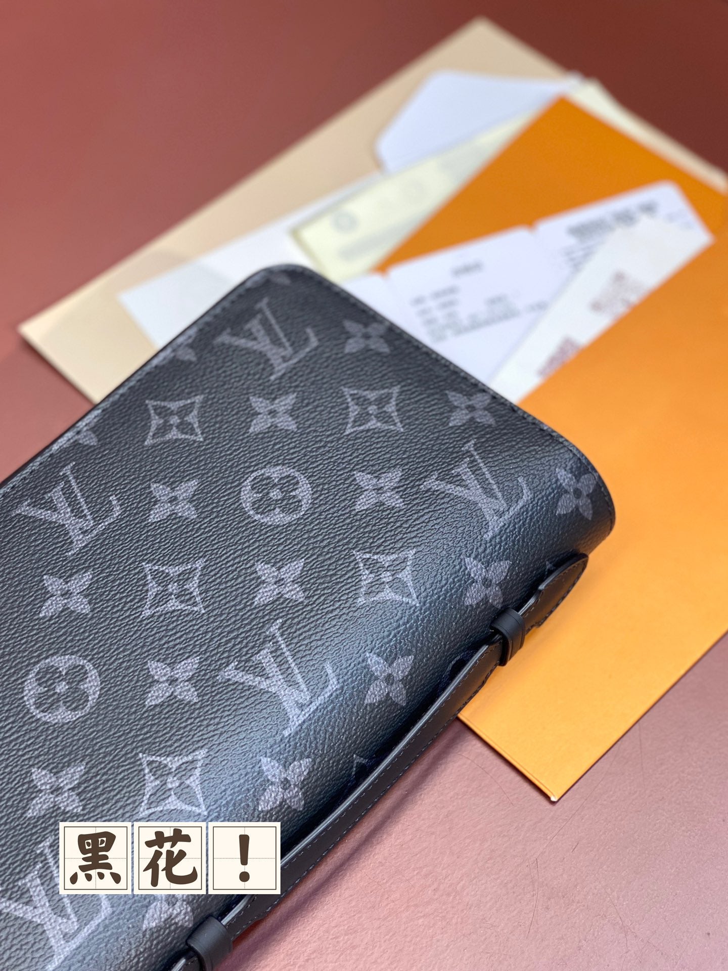 Louis Vuitton monogram small pouch bag in dark blue with curved top and zip closure