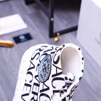 Versace high-top sneakers, white and black logo print with padded collar and eyelets