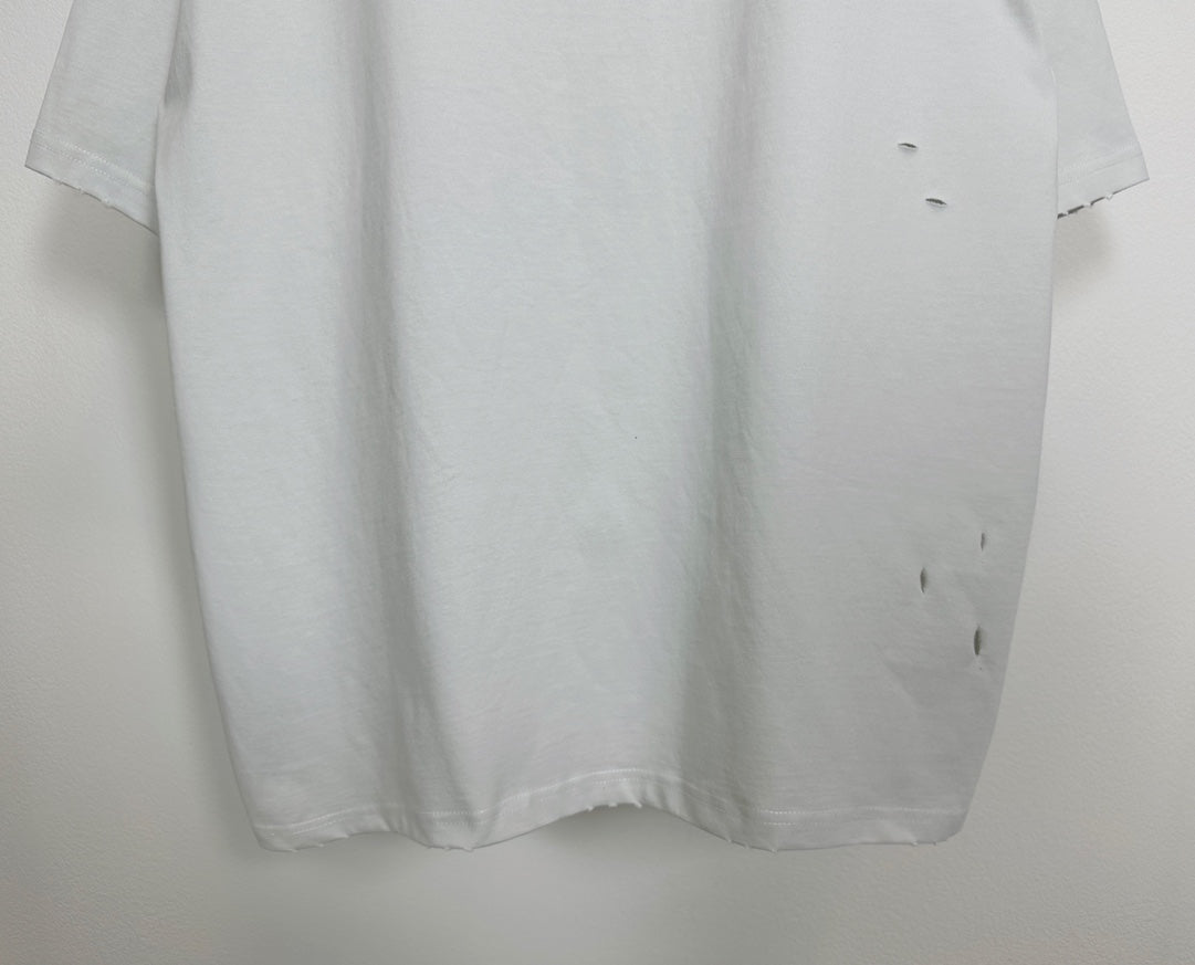 Balenciaga white short-sleeve T-shirt back view with small distress marks