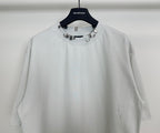 Balenciaga white short-sleeve T-shirt with studded neckline trim