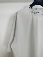 Balenciaga white short-sleeve T-shirt with studded collar detail