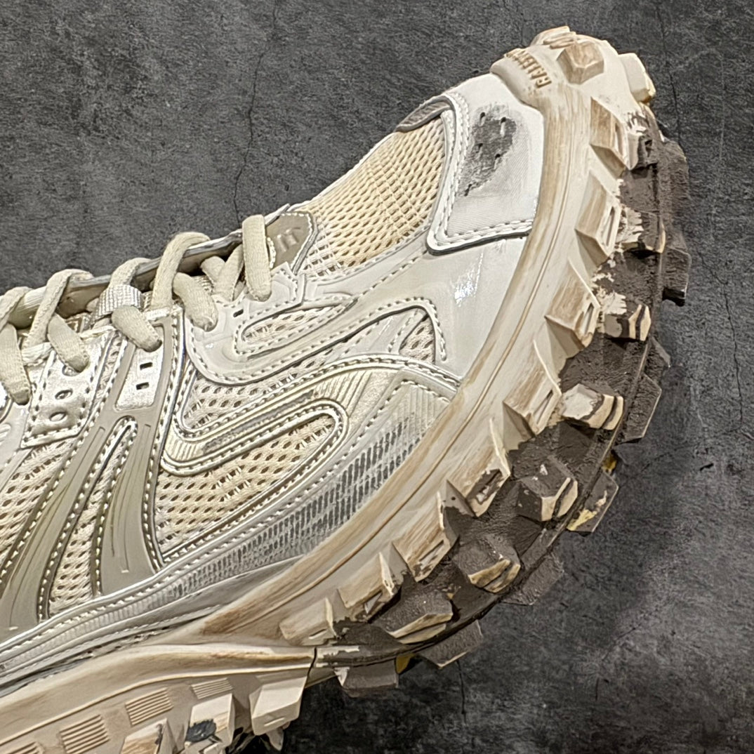 Balenciaga unisex sneakers quarter view, off-white upper with chunky lug outsole