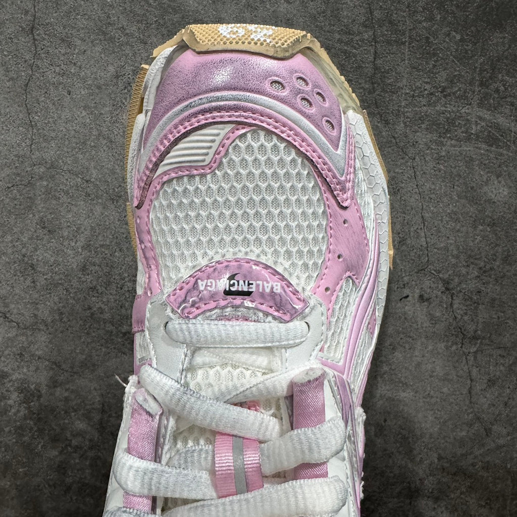 Balenciaga unisex sneaker toe interior view with laces and pink accents
