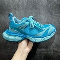 Balenciaga unisex sneakers in bright blue mesh and suede, lace-up with chunky sole