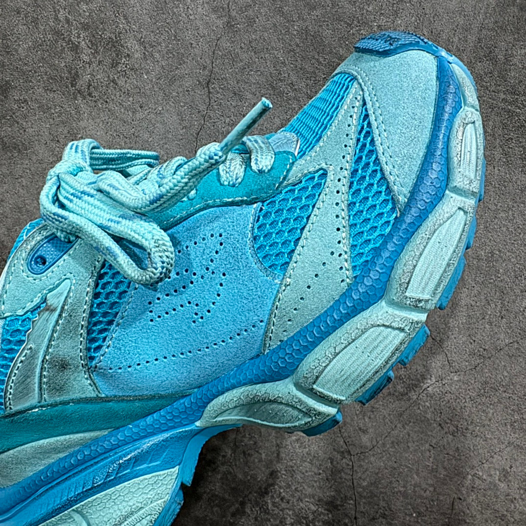 Balenciaga unisex sneakers, bright blue suede and mesh with padded collar and thick sole