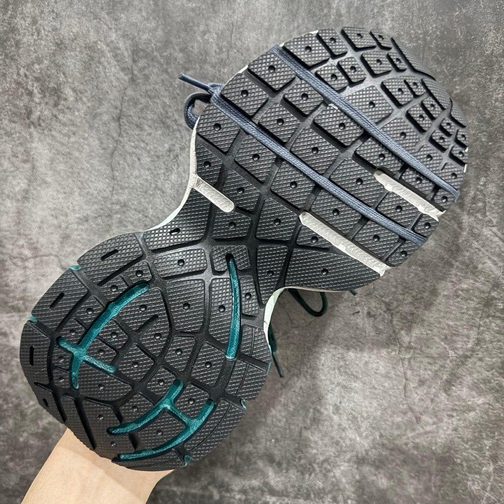 Balenciaga unisex sneakers outsole tread with dark rubber and blue-green channel accents