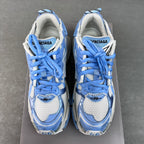 Balenciaga unisex sneakers front view, light blue and white with mesh and laces