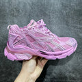 Pink mesh and leather Balenciaga unisex sneakers with chunky sole and lace-up front