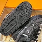 Louis Vuitton sneaker outsoles with chunky tread and crystal-studded upper