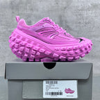 Balenciaga unisex sneakers, bright pink, side view with thick lug outsole and laces