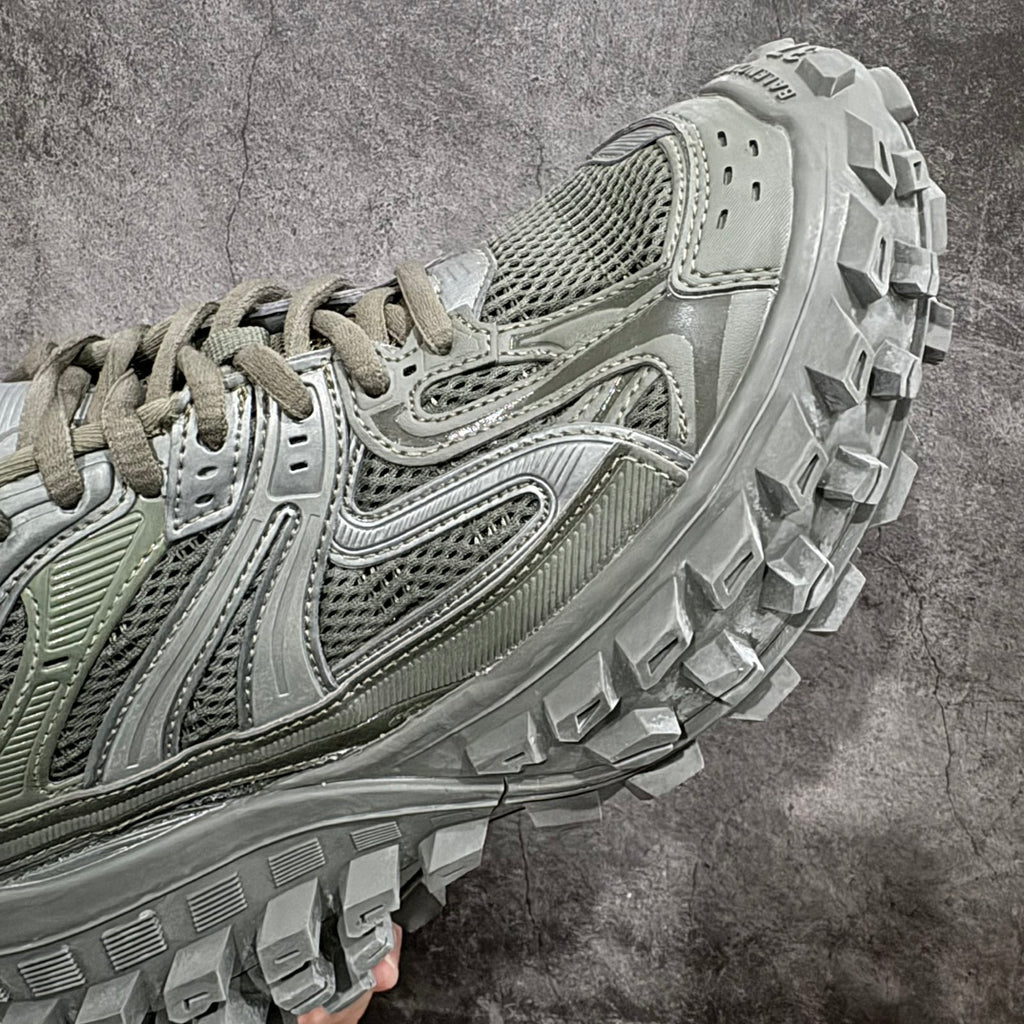 Balenciaga unisex trail sneaker, light green side panel details with aggressive lug outsole