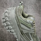 Balenciaga unisex trail sneaker, light green mesh upper with lace-up and chunky outsole lugs