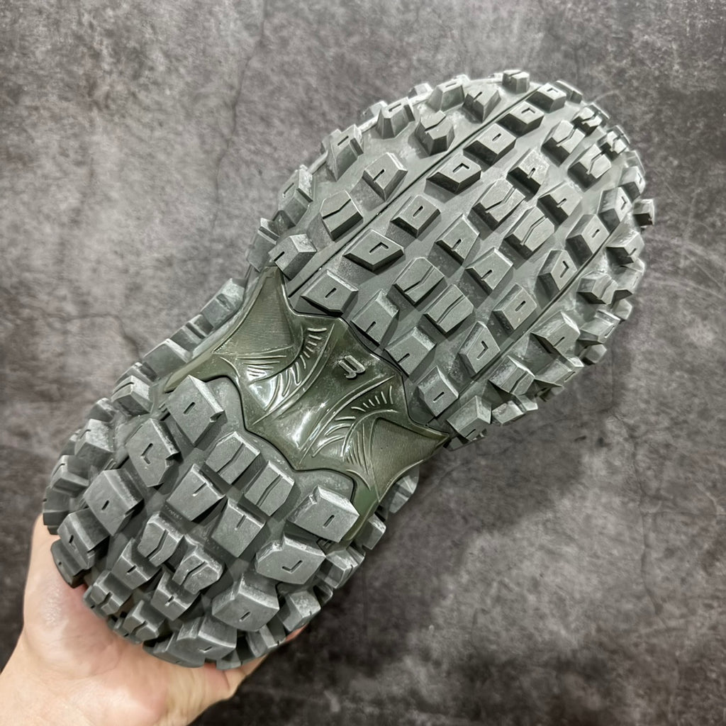 Balenciaga unisex trail sneaker outsole, light green with deep square lug tread
