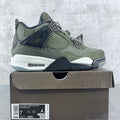 Olive and navy high-top sneakers with Air midsole and suede-and-mesh panels