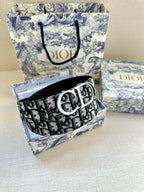 Designer belt with black Dior monogram jacquard strap and oversized silver buckle
