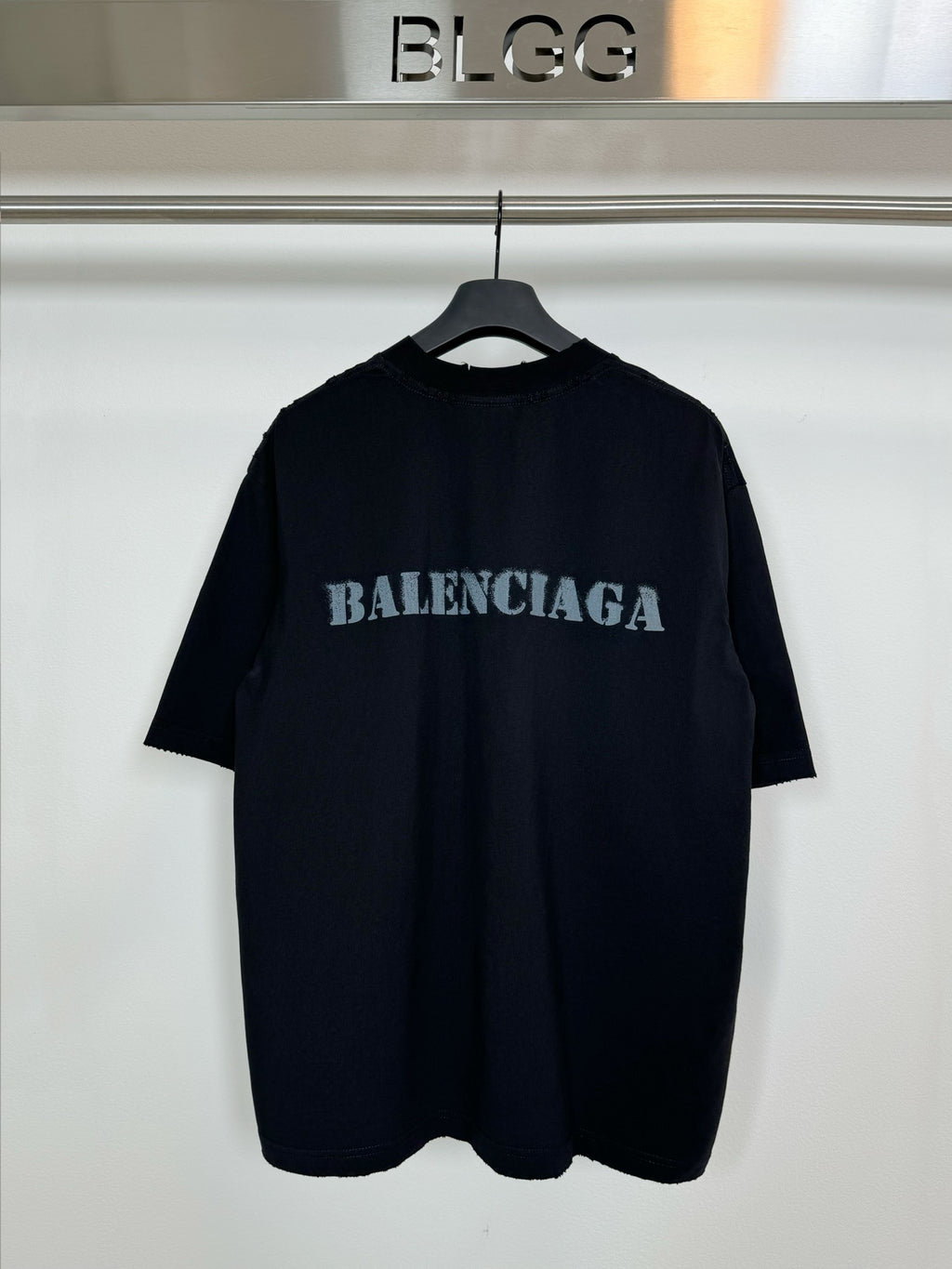 Dark Balenciaga T-shirt with front logo, short sleeves, crew neck