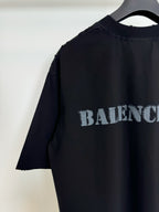 Dark Balenciaga T-shirt with logo across chest, crew neck, short sleeves