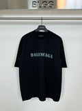 Dark Balenciaga T-shirt with large front logo print, short sleeves, crew neck
