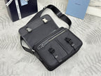 Prada organizer-style bag with two buckle straps and top zip, black