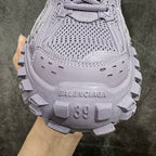 Lavender Balenciaga sneaker heel with logo text and 39 embossed on rugged outsole
