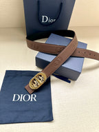 Dior leather belt with tan-brown strap and gold-tone buckle