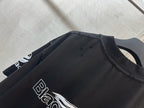Short-sleeve T-shirt, black with crew neck and partial white logo print at chest