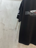 Short-sleeve T-shirt, black with partial white side logo print