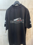 Short-sleeve T-shirt, black with large white back logo print