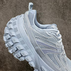 Light blue platform sneaker, outsole and side panel detail with lace-up upper