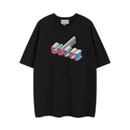 Gucci black graphic T-shirt with multicolor logo print on the chest