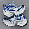 Balenciaga unisex chunky lace-up sneakers in white and blue with sculpted sole
