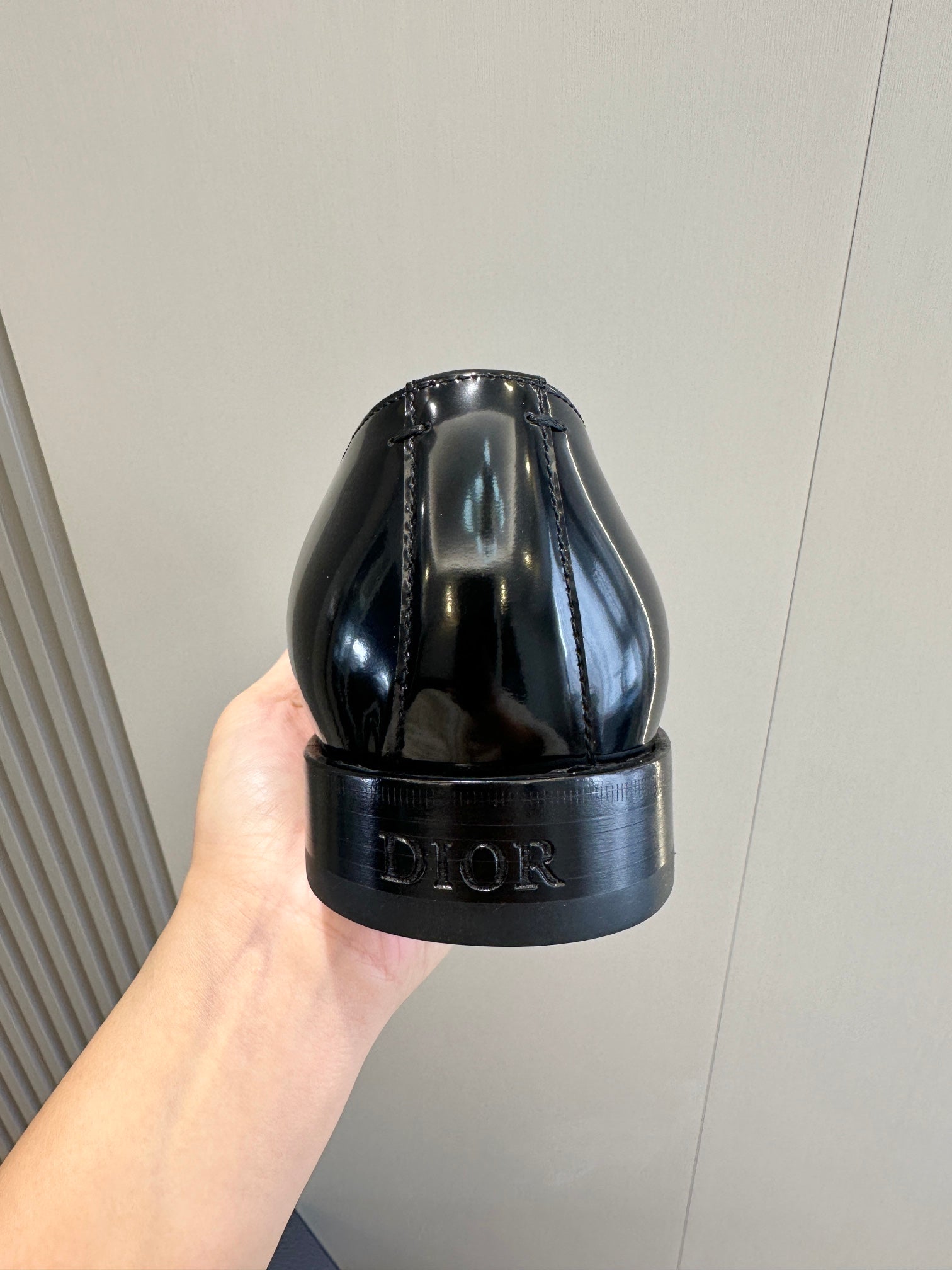 Dior unisex patent leather loafer heel, black with Dior logo