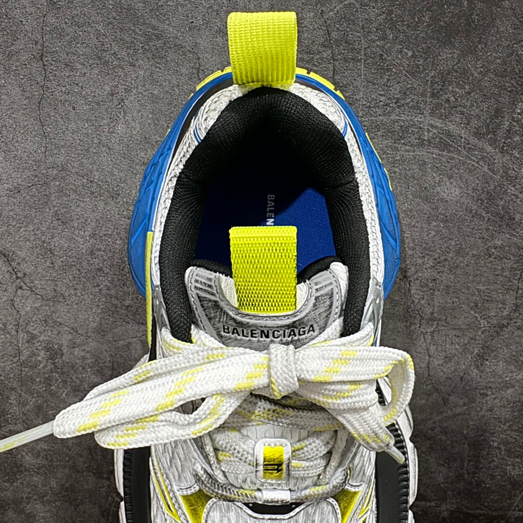 Balenciaga unisex sneakers, inner heel and tongue, BALENCIAGA logo and neon yellow lining