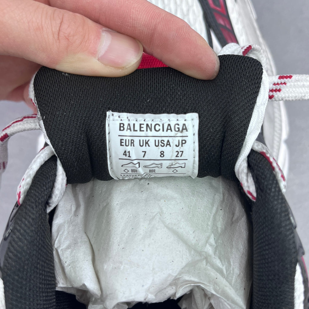 Balenciaga sneaker size label on black sockliner with BALENCIAGA text
