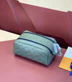 Louis Vuitton monogram zip pouch, light blue with tassel pull and zip closure