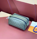 Louis Vuitton monogram zip pouch, light blue, double zipper, structured shape