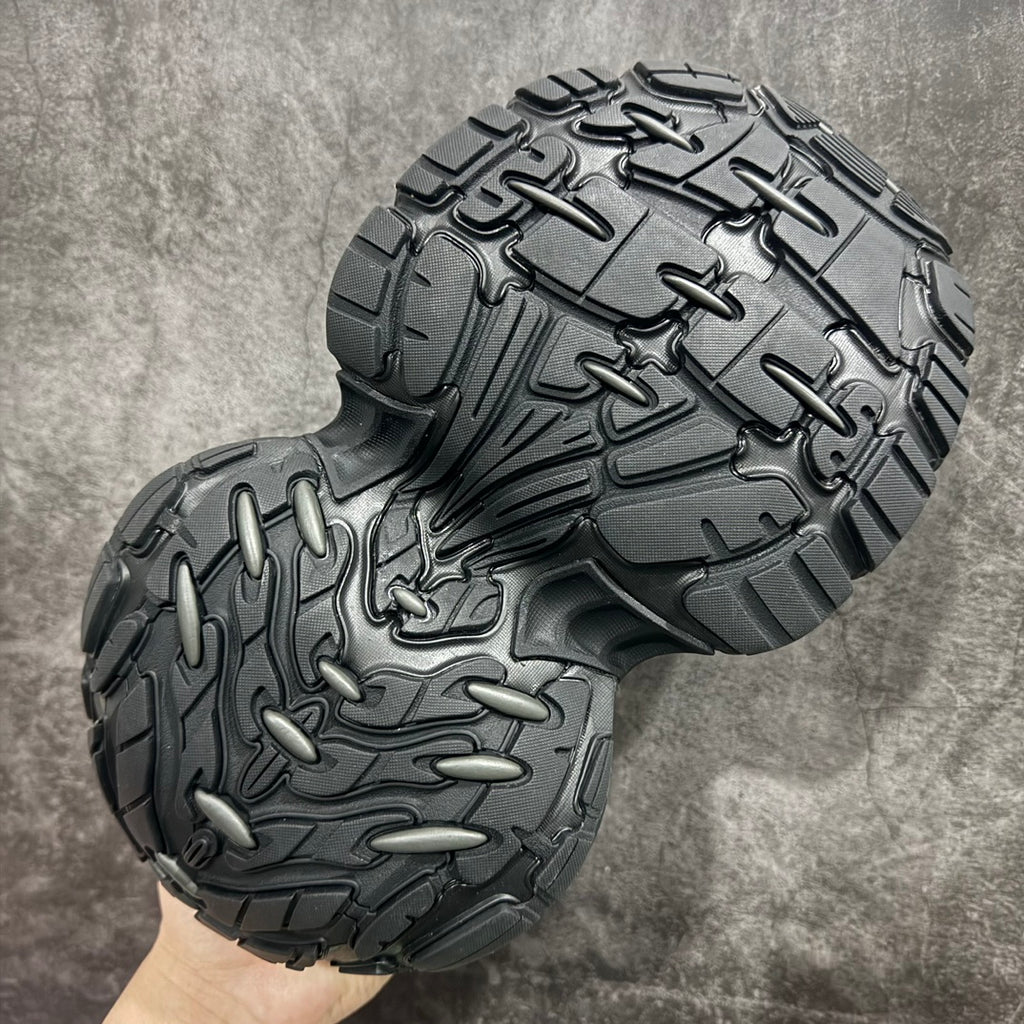 Balenciaga sneakers outsole, chunky black tread with raised patterns and molded details