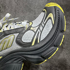 Balenciaga unisex sneakers close side detail, black and gray with neon yellow accents