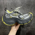 Balenciaga unisex sneakers, black with white mesh and neon yellow accents