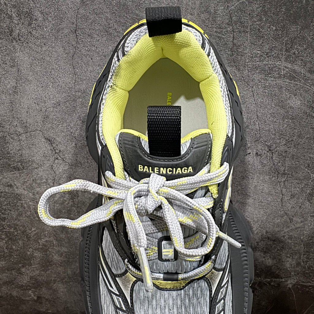 Balenciaga unisex sneakers heel interior, neon yellow lining and gray laces