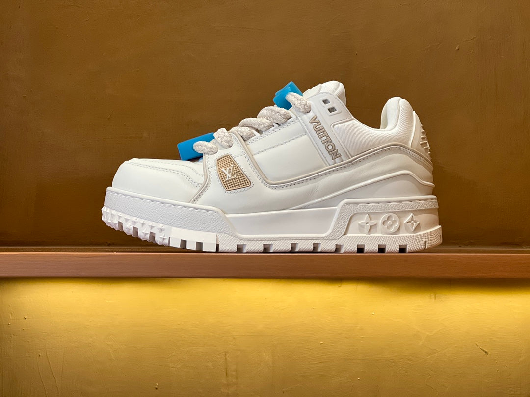 Louis Vuitton trainer shoes, white with blue side accents and chunky sole