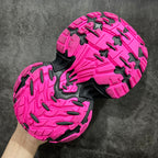 Balenciaga sneaker outsole, neon pink tread pattern with dark rubber sections