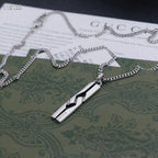 Silver-tone chain necklace with long rectangular pendant
