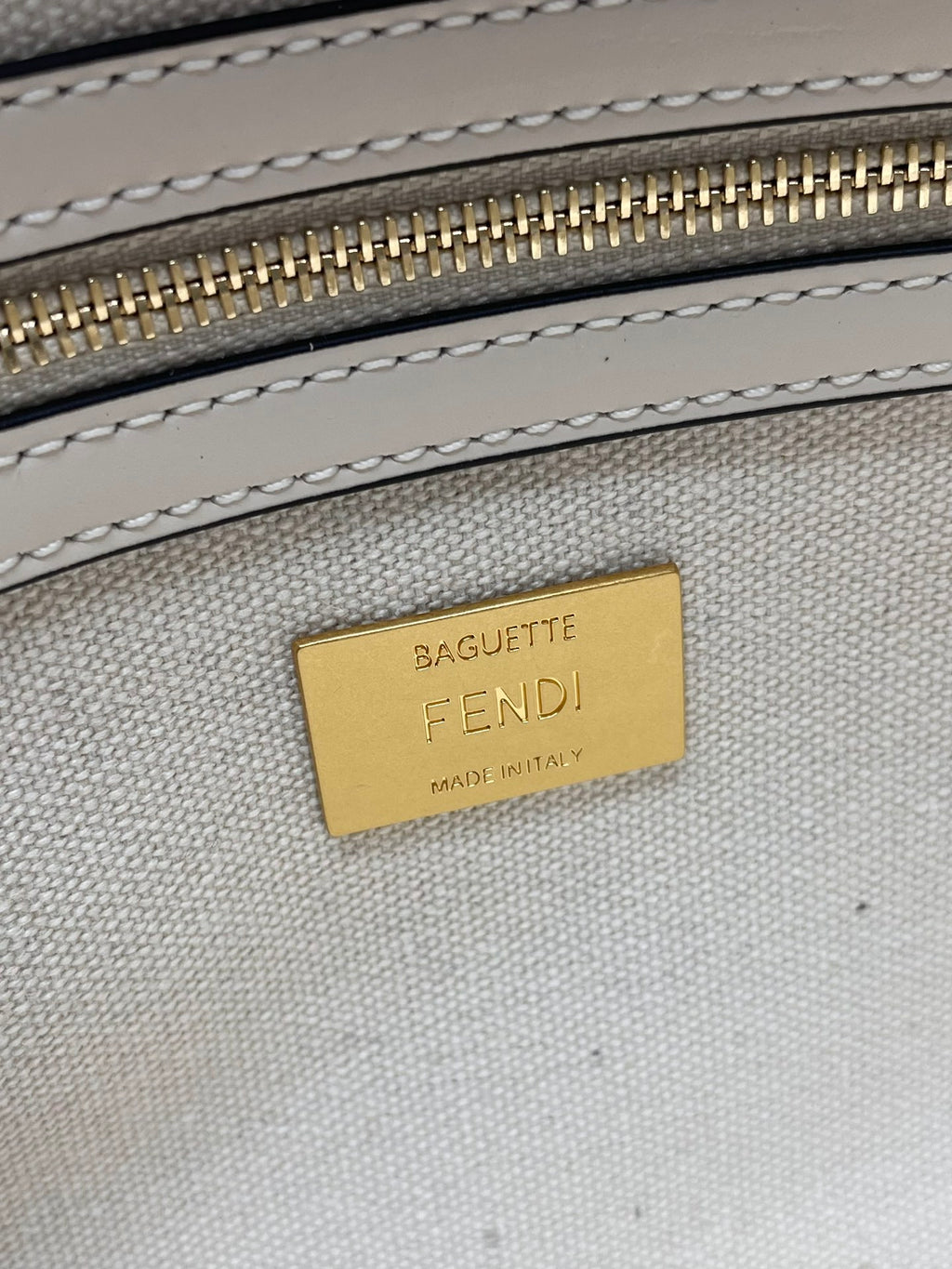 Fendi interior label reading "Baguette" and "Fendi" with "Made in Italy"