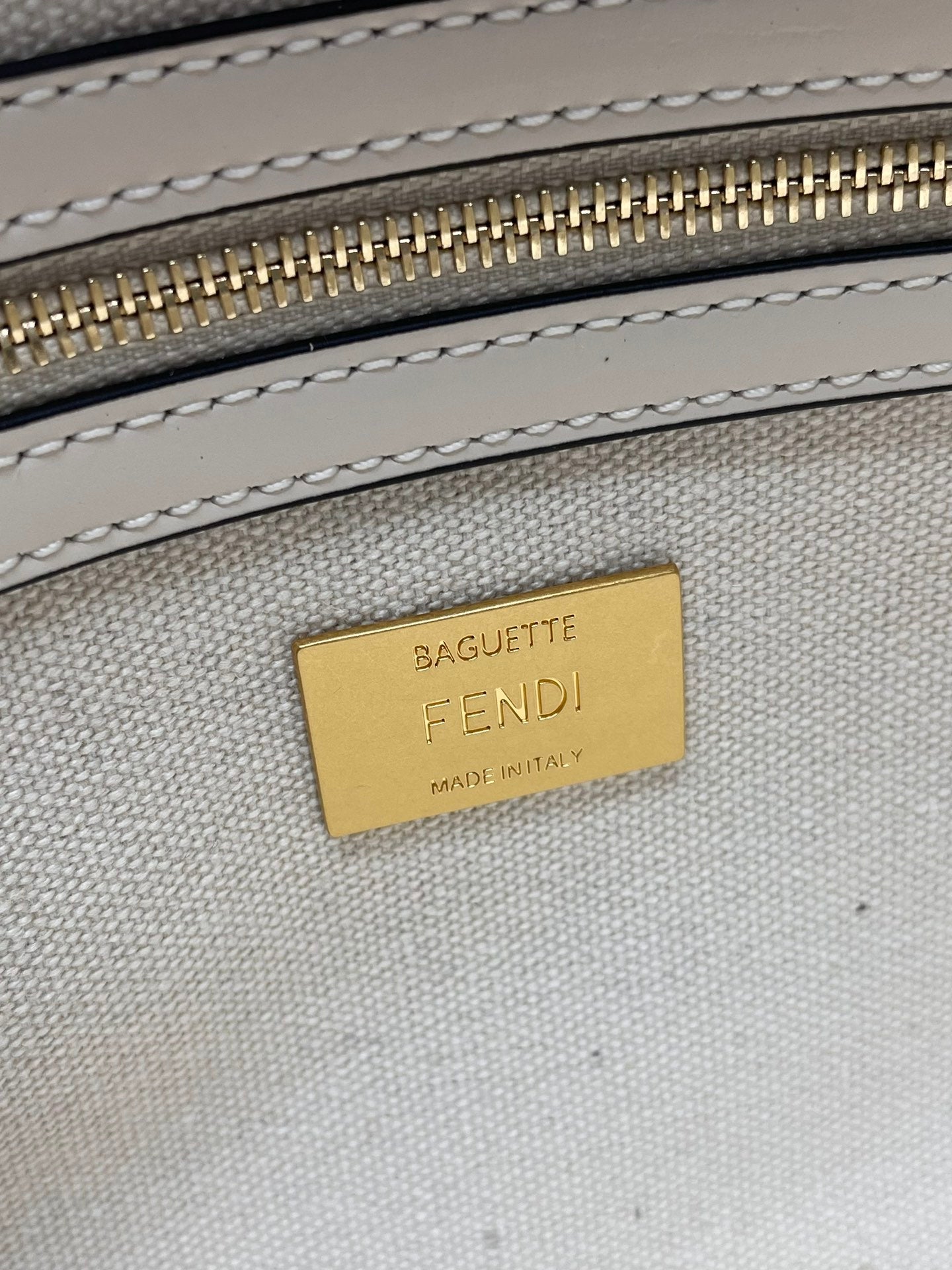 Fendi interior label reading "Baguette" and "Fendi" with "Made in Italy"