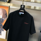 Off-White™ black T-shirt front with small red logo detail