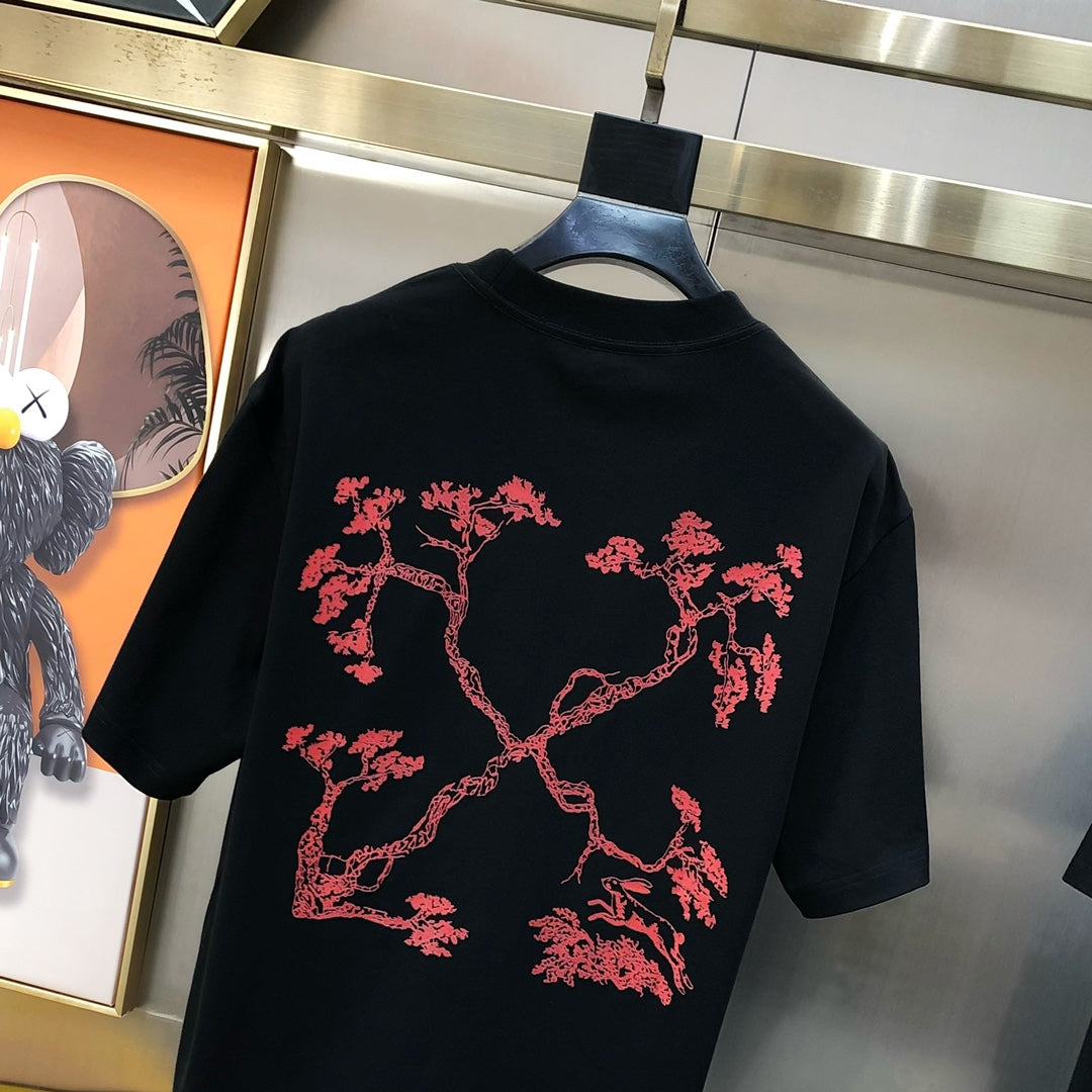 Off-White™ black T-shirt back with red graphic